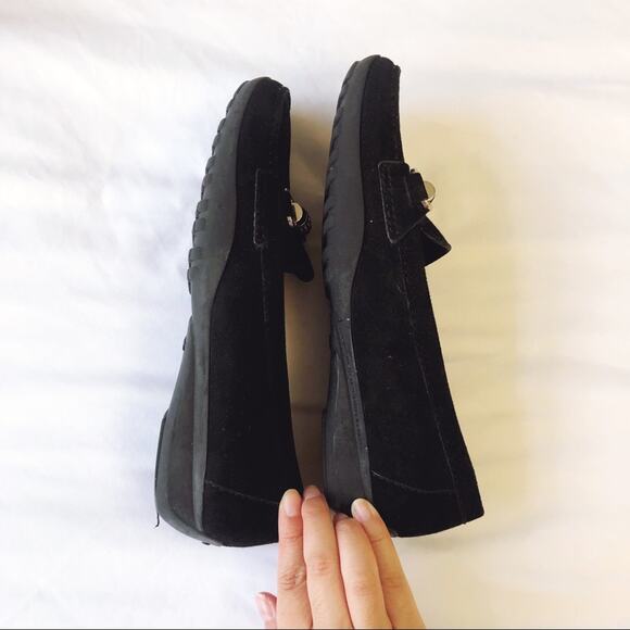 Geox Black Suede Respira Loafers with Metal Detail - Picture 4 of 7